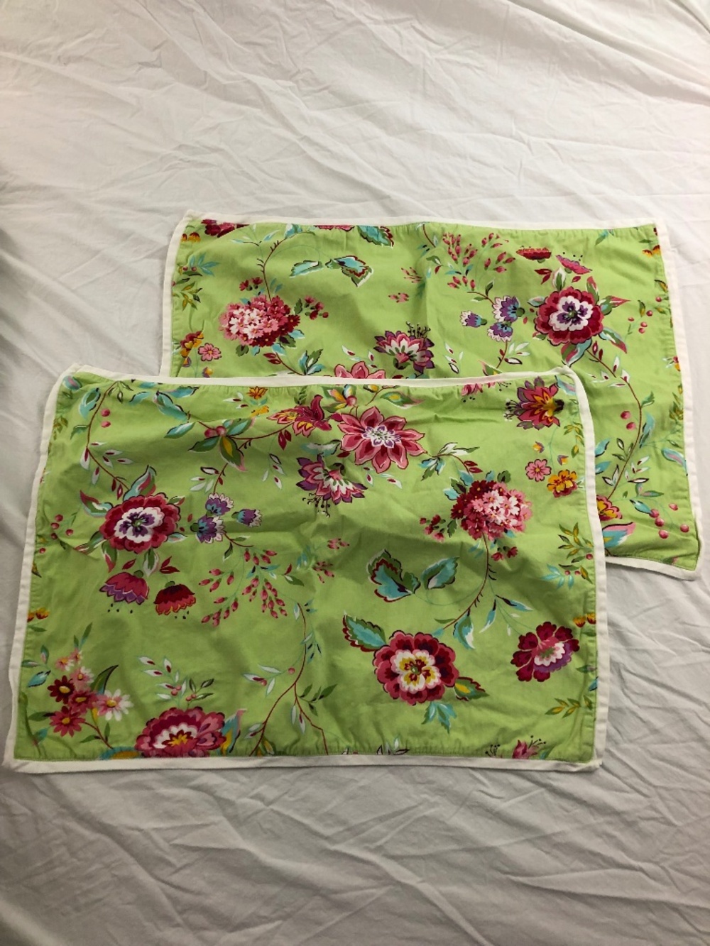Tommy Hilfiger set of 2 reversible standard pillow shams cotton floral stripes